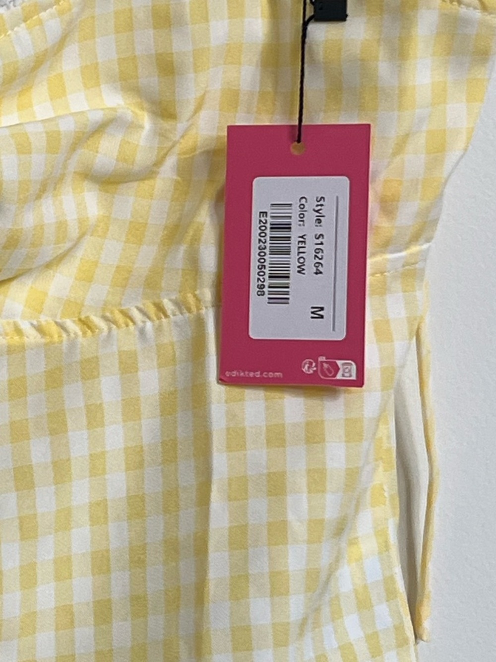 NWT Edikted Billie Open Toe Back Yellow Gingham Size M - Picture 5 of 7